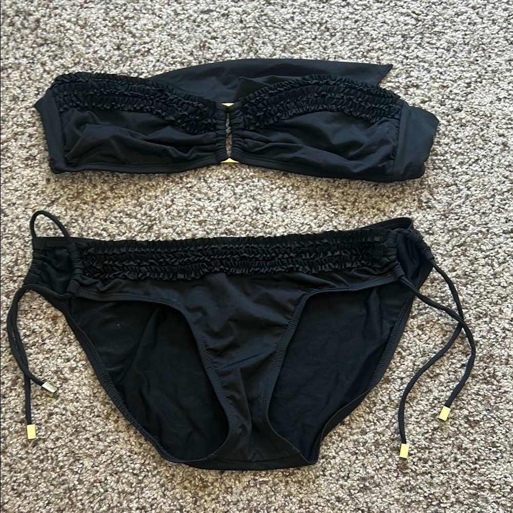 Kenneth Cole Reaction Black and Gold Bikini Set